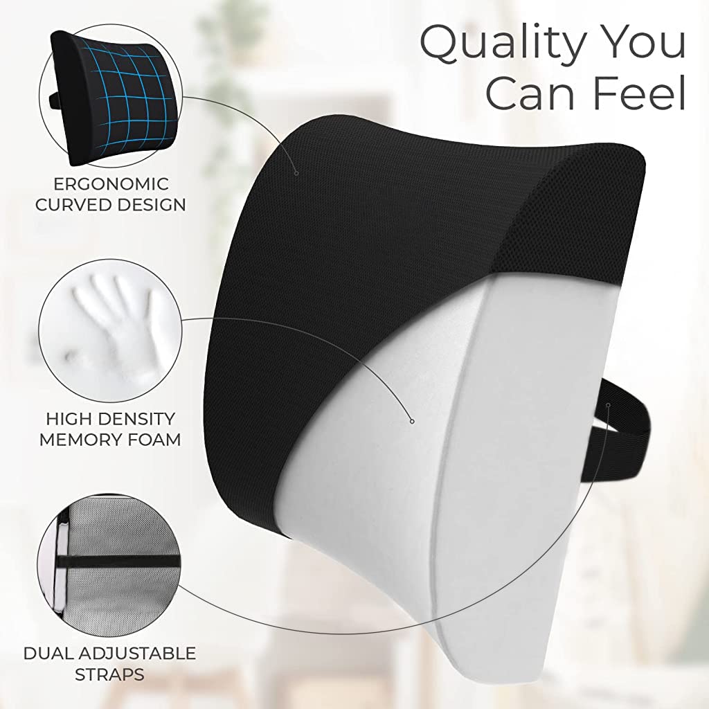 ZIBUYU Back Support Cushion for Chair 3D Breathable Mesh Memory Foam Lumbar Support Cushion Lower Back Cushion Backrest Cushion for Back Pain Support Cushion for Car, Office Seat Women & Men - Black ZIBUYU Back Support Cushion for Chair 3D Breathable Mesh Memory Foam Lumbar Support Cushion Lower Back Cushion Backrest Cushion for Back Pain Support Cushion for Car, Office Seat Women & Men - Black